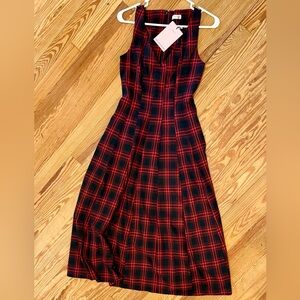 Avec Les Filles midi dress NWT , red and black plaid
